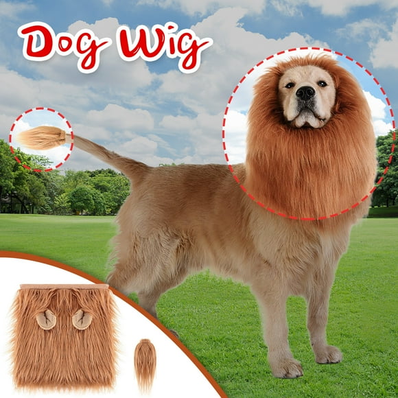 TopLLC Dog Wigs Medium And Large Dog Accessories Pet Dog Wigs With Tail