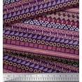thumbnail image 3 of Soimoi Purple Velvet Fabric Aztec Geometric Print Sewing Fabric Yard 58 Inch Wide, 3 of 3