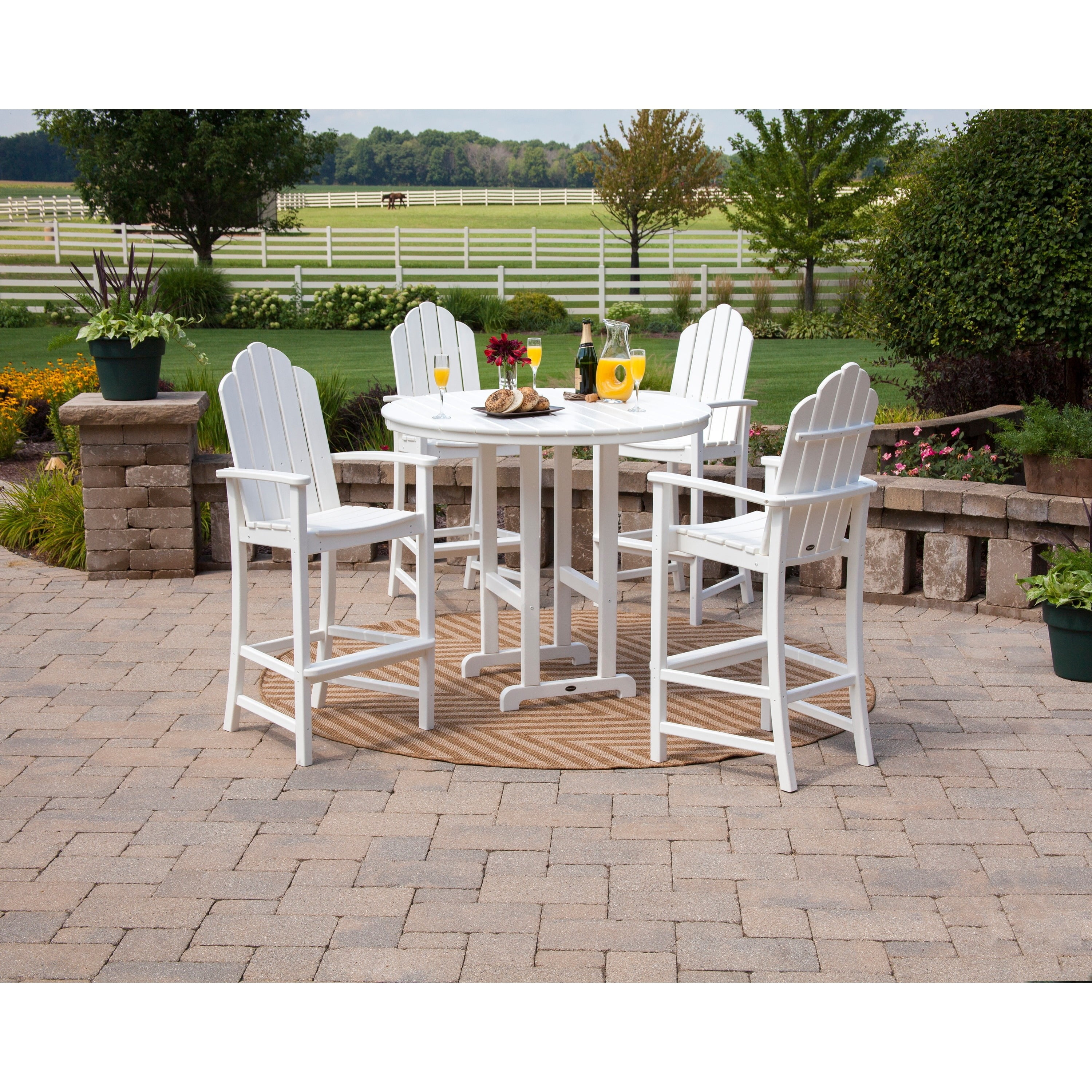 Patio Table Chairs Ideas Polywood Kahala 5 Piece Adirondack Grey Plastic Bar Dining Set