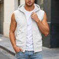 thumbnail image 2 of RUTAYY Men's Sleeveless Zip Up Hoodie Drawstring with Pocket Solid Color Casual Vest Sweatshirt White, 2 of 6