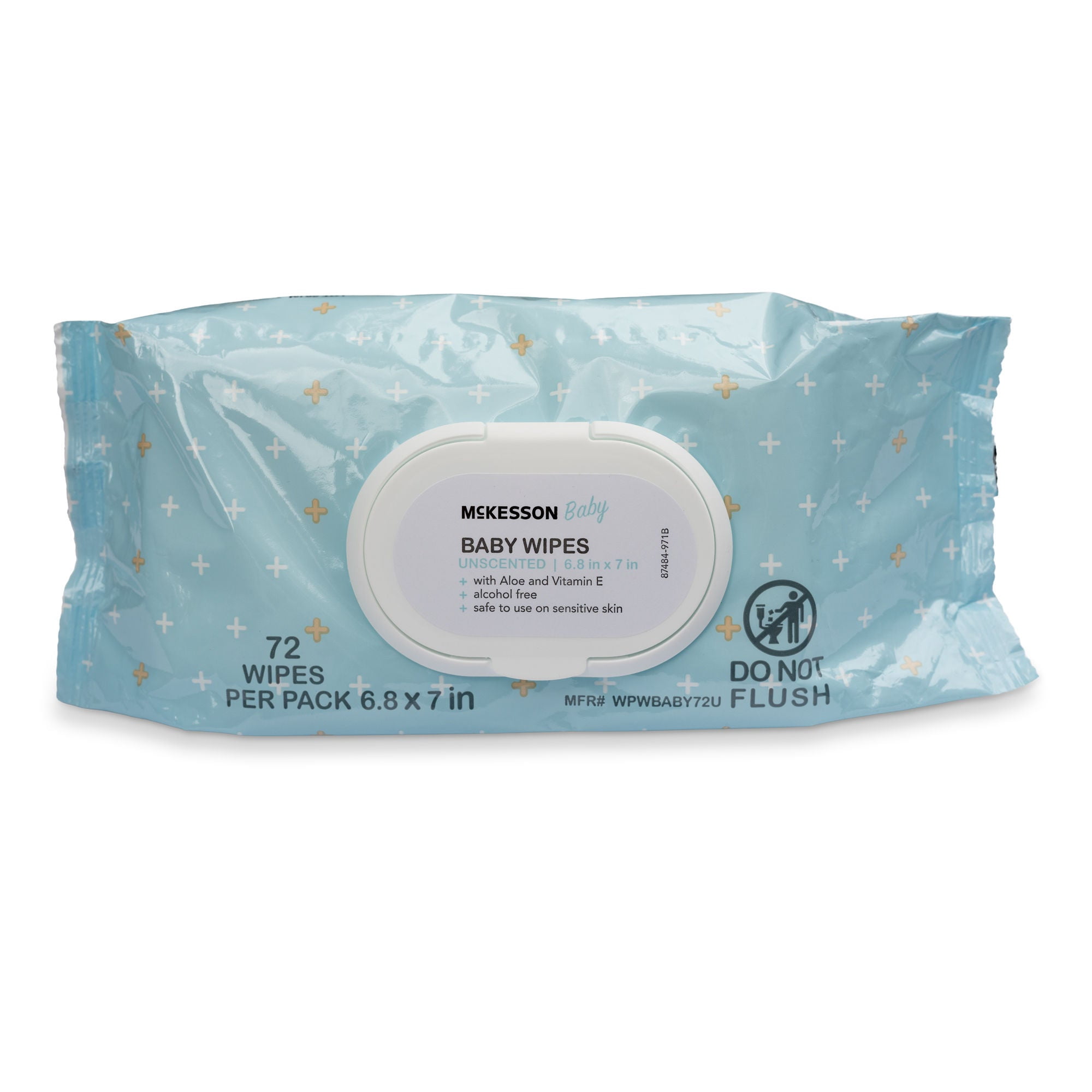 McKesson Baby Wipes with Aloe, Vitamin E - Unscented for Sensitive Skin, 72 Wipes, 12 Packs, 864 Total