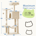 thumbnail image 4 of MAYEERTY 44-inch Cat Tree Tower Multi-Cat Climbing Natural Sisal Scratching Posts Extended Platform Hammock, 4 of 6
