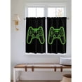 thumbnail image 6 of Tier Curtains 45 Inches Long, Green Game Controller Window Treatment Curtain Drapes, Modern Art Gaming Handheld Black Small Curtain Drapes for Bathroom Laundry Room, 27.5"x45", 2 Panels, 6 of 7