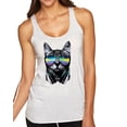 thumbnail image 1 of Wild Bobby, DJ Kitty Cat with Headphones | Womens Cat Lover Premium Tri-Blend Racerback Tank Top, Heather White, Small, 1 of 3
