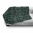 thumbnail image 3 of Fish Soft Flannel Fleece Throw Blanket, Rhythmic Vintage Style Dark Tones Sea Creatures Ocean Illustration, Cozy Plush for Indoor and Outdoor Use, 70" x 90", Hunter Green Grey Teal, by Ambesonne, 3 of 6
