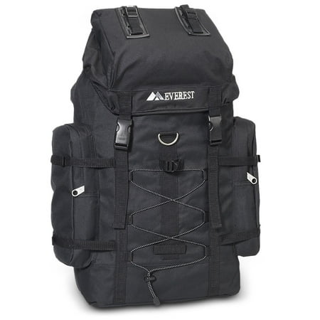 Everest Multi-compartment Snap Buckle Hiking Backpack, Black