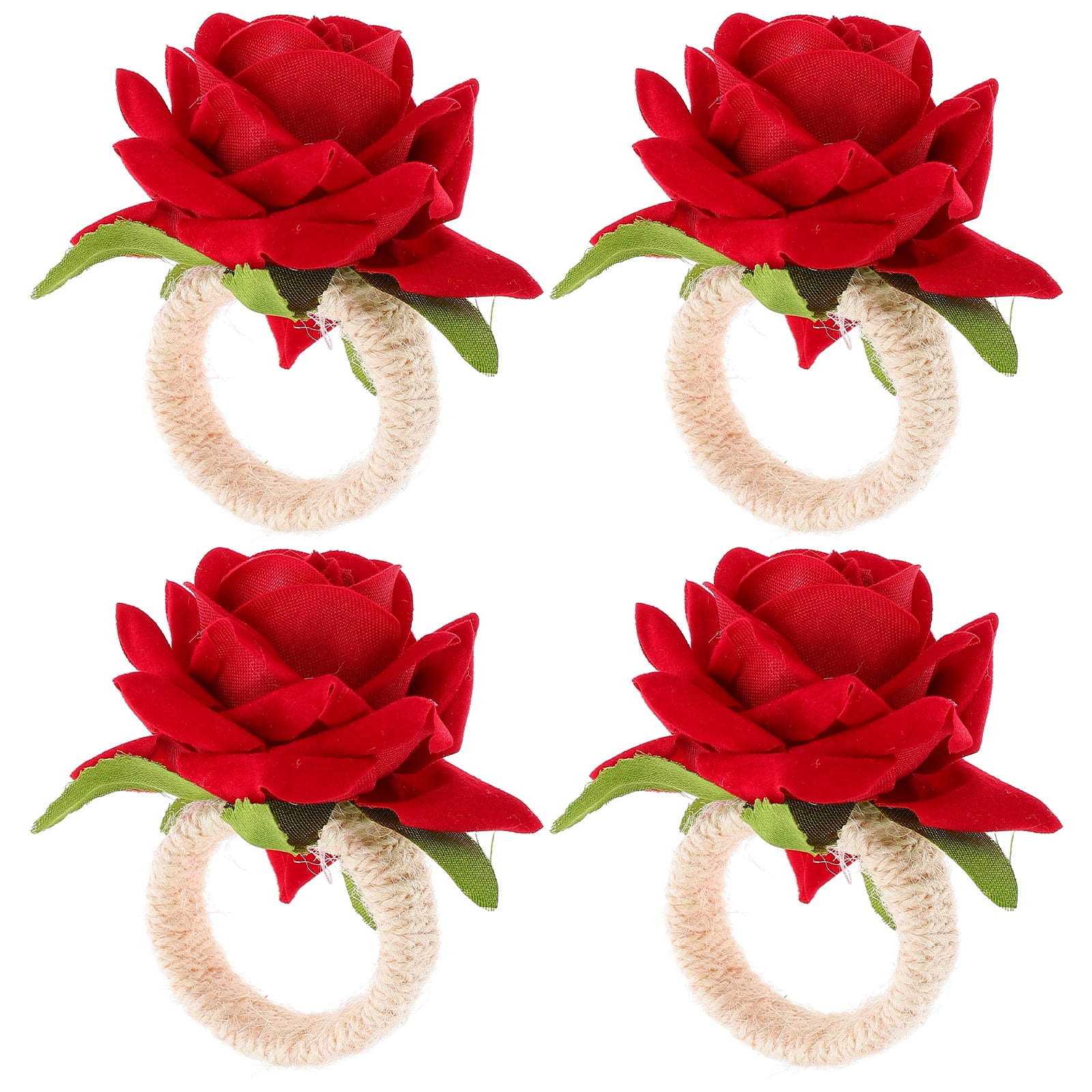 4pcs Rose Flower Napkin Holders Rose Flower Napkin Rings Handicraft