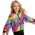 thumbnail image 2 of MEZZALL Kids Girls Fringe Sequin Jacket Long Sleeve Casual Coats Fashionable Outerwear Elegant Party Wear Relaxed Fit Tops, 2 of 4