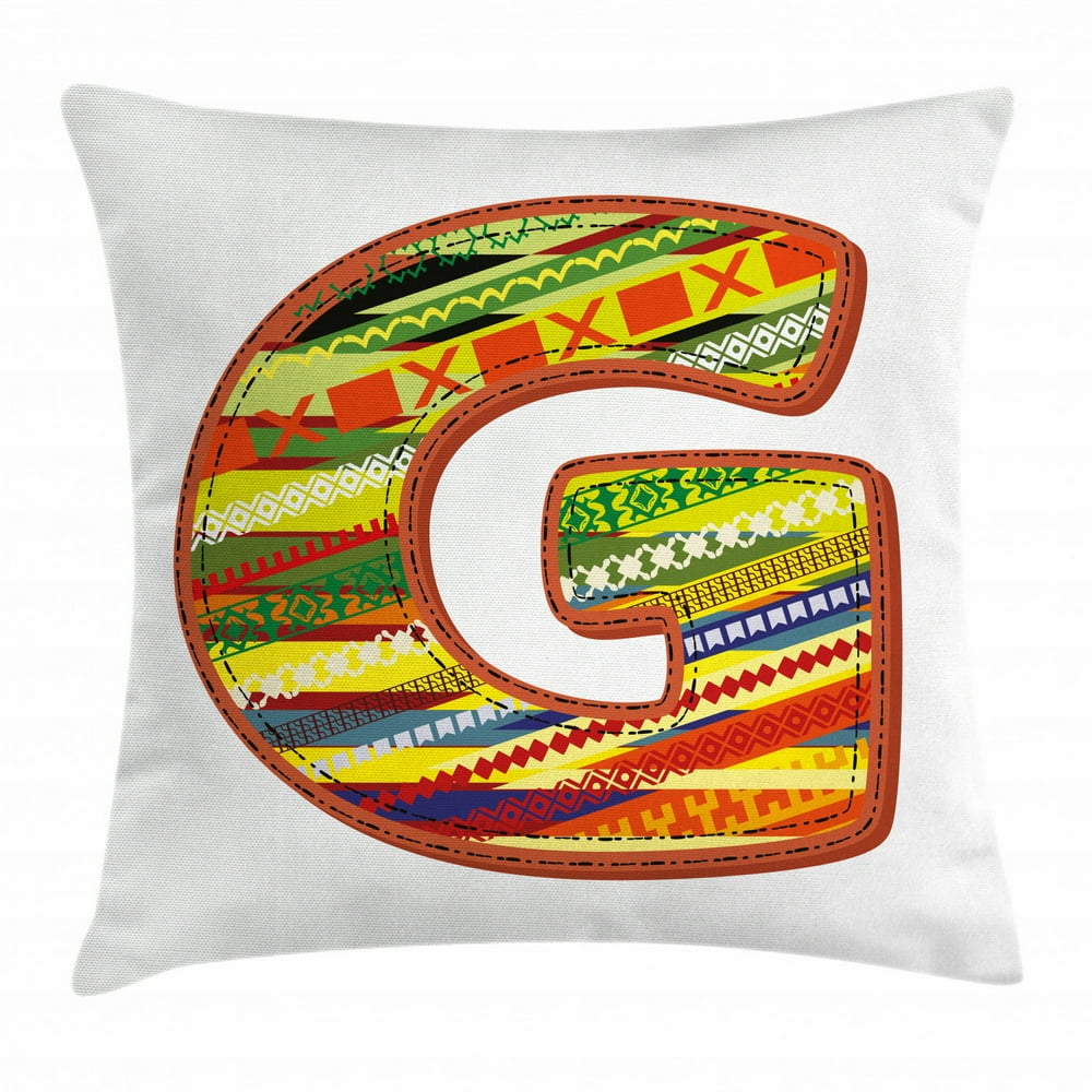 Letter G Throw Pillow Cushion Cover, G Letter Character Language System