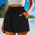thumbnail image 2 of GUACER Lounge Shorts for Women Cotton Linen Drawstring Elastic Waist Pleated with Pockets Breathable Baggy Shorts, 2 of 6