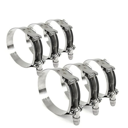 

6X SLTC-325 Spring Loaded Stainless Steel T-Bolt Clamps SAE 76 For 3 ID Hose Effective Size 3.25 - 3.58 Polish