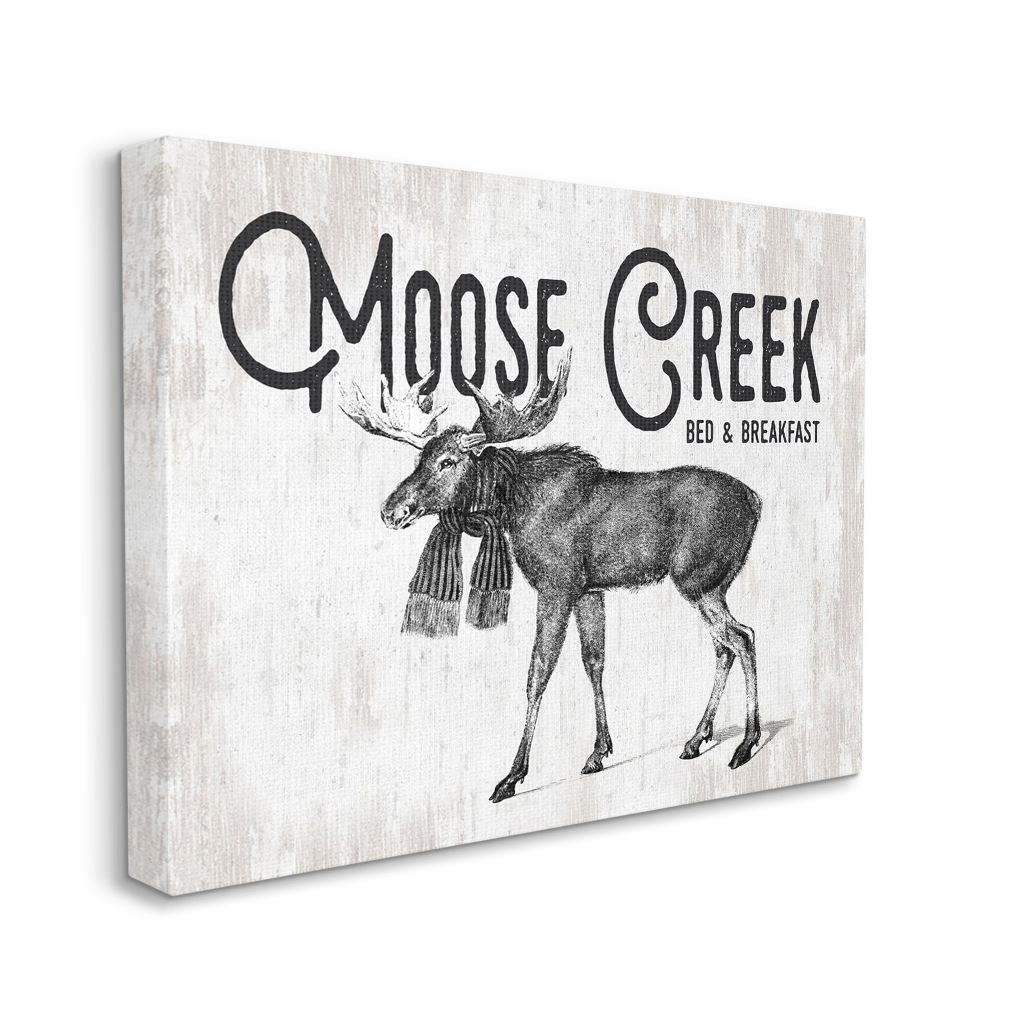 Stupell Industries Moose Creek Bed & Breakfast Rustic Wearing Scarf Graphic Art Gallery Wrapped Canvas Print Wall Art, Design by Lettered and Lined