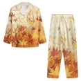 thumbnail image 3 of Kuiaobaty Maple Leaf Print Women Pajama Sets Thanksgiving Long Sleeve Pj Sleepwear Soft Comfy Button Down Sleep Sets Loungewear with Pockets, S, 3 of 7
