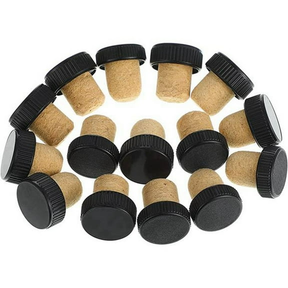 50Pcs Cork Plugs Stoppers Tasting Corks T-Shape Wine with Plastic Top Wooden Bottle Stopper