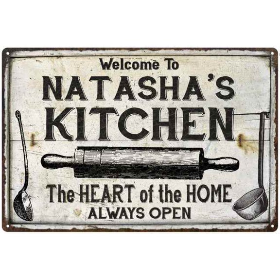 NATASHA'S Kitchen Farmhouse Sign 8 x 12 Matte Finish Metal 108120033314