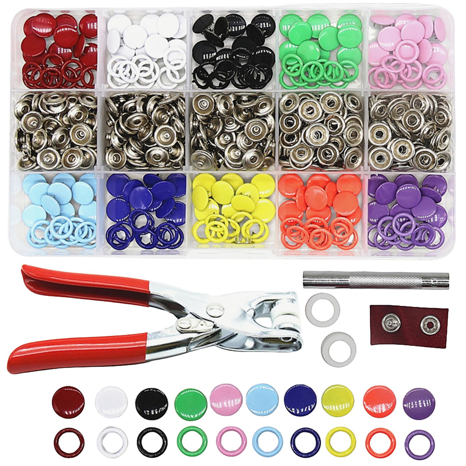 9.5mm Brass Snap Fasteners Button Tool Set 10 Colors with Plier Bright