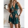 thumbnail image 4 of MORTTIC Women's Deep V-Neck Floral Print Jumpsuit, Sleeveless Romper with Waist Tie Belt, Non-Stretch Fabric for Summer, 4 of 5