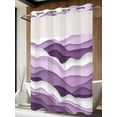 thumbnail image 4 of Purple Ombre No Hook Shower Curtain Waterproof, Bathroom Curtains with Snap in Liners and See Through Top Window, Modern Geometric Moire Abstract Art Hotel Style Bathtub Curtains Shower 72"Wx84"L, 4 of 8