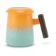 thumbnail image 1 of Taza de Té con Infusor Unique Bargains 13.5oz Taza de Cerámica con Mango de Madera y Tapa Colador para Infusión de Hojas Sueltas Tono Dorado y Verde, 1 of 7