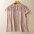 thumbnail image 5 of Lenpel Line Tops for Women Trendy Short Sleeve Ruffle Crew Neck Pleated Solid Color T-Shirts Fashion Casual Blouses, 5 of 5