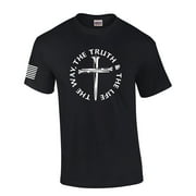 Jesus The Way The Truth The Life John 14:6 Scripture Nail Cross Shirt Jesus Mens Christian Short Sleeve T-Shirt Graphic Tee-Black-5xl
