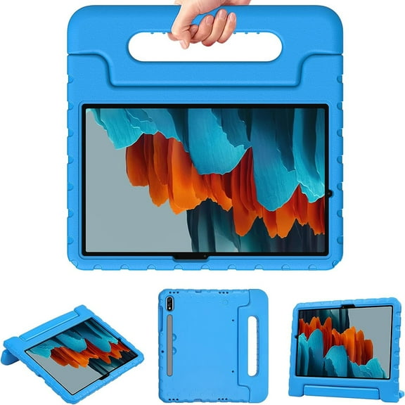 ELEHOLD Rugged Stand Case for Samsung Galaxy Tab S9 Plus 12.4" 2023/S8 Plus / S7 Plus Kids Friendly EVA Full Protective Handle Grip Kickstand Shockproof Case for Galaxy Tab S9 /S8 /S7 ,Blue