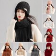 thumbnail image 4 of YAOBAMM Unisex Winter Hat Scarf Set 2Pcs Set Unisex Winter Solid Color Hat Scarf Set Thickened Warm Long Scarf Beanie Set, 4 of 7