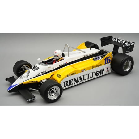 Renault RE30B #16 Winner F1 "Italian GP" (1982) "Mythos Series" with Driver Figure and Display Case 1/18 Model Car by Tecnomodel