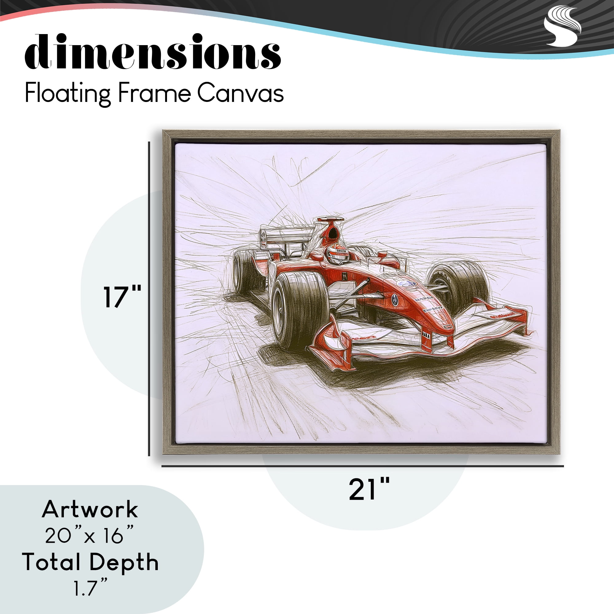 Stupell Industries Sketched Race Car Concept Brown Framed Floater Canvas Wall Art, design by Steve Hunziker