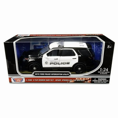 Motormax  2015 Ford Police Interceptor Utility San Gabriel Police California Black & White 1 by 24 Diecast Model Car