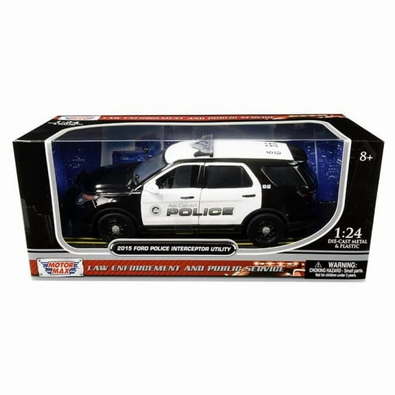 Motormax  2015 Ford Police Interceptor Utility San Gabriel Police California Black & White 1 by 24 Diecast Model Car