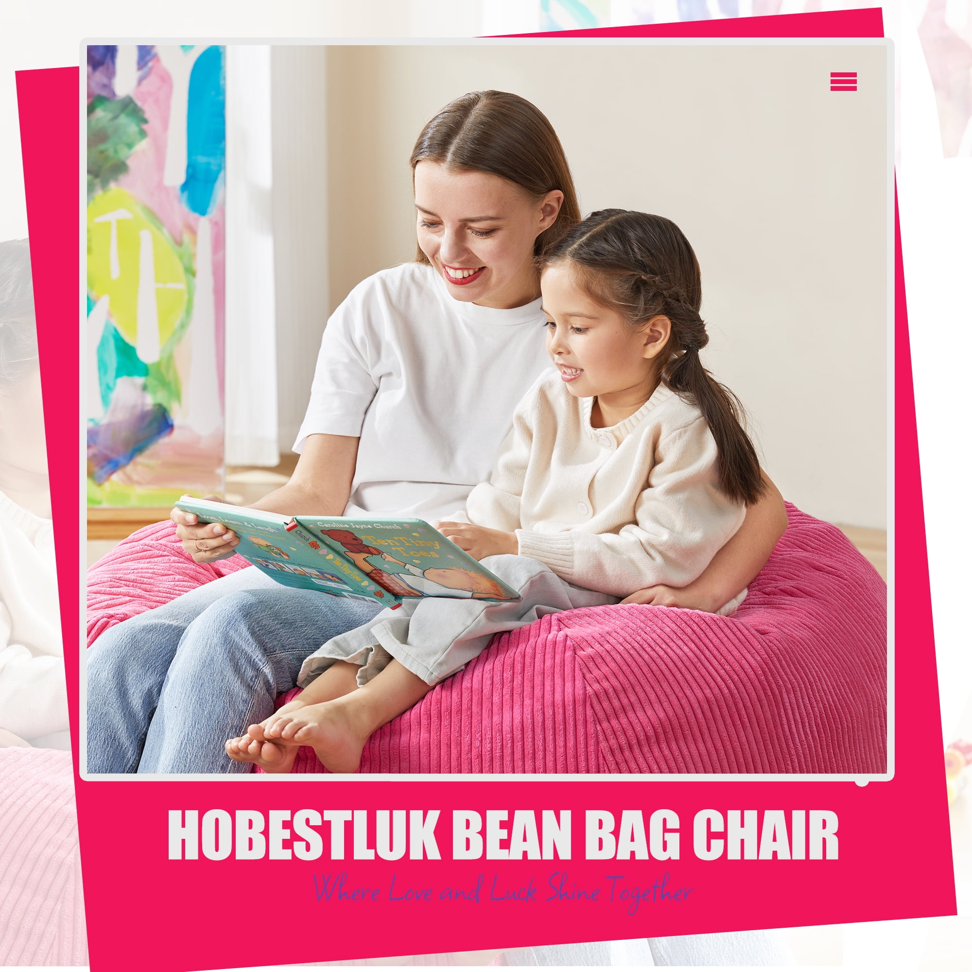 3.5FT Bean Bag Chair, Teardrop Large Bean Bag with Filler Included, Removable Cover for Bedroom Living Room, Pink