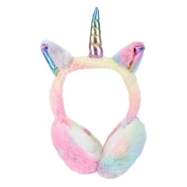 1 orejera de peluche con diseño de unicornio de dibujos animados, cálida y protectora para los oídos.