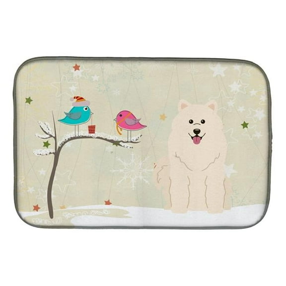 Carolines Treasures BB2502DDM Christmas Presents Between Friends Samoyed Dish Drying Mat
