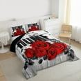 thumbnail image 3 of Homewish Red Floral Rose 2pcs Bedding Comforter Set for Teens Female Men,Flying Butterflies Twin Comforter Sets,Rustic Retro Vintage Breathable Bedding Set,Breathable Home Decor,Reversible, 3 of 8