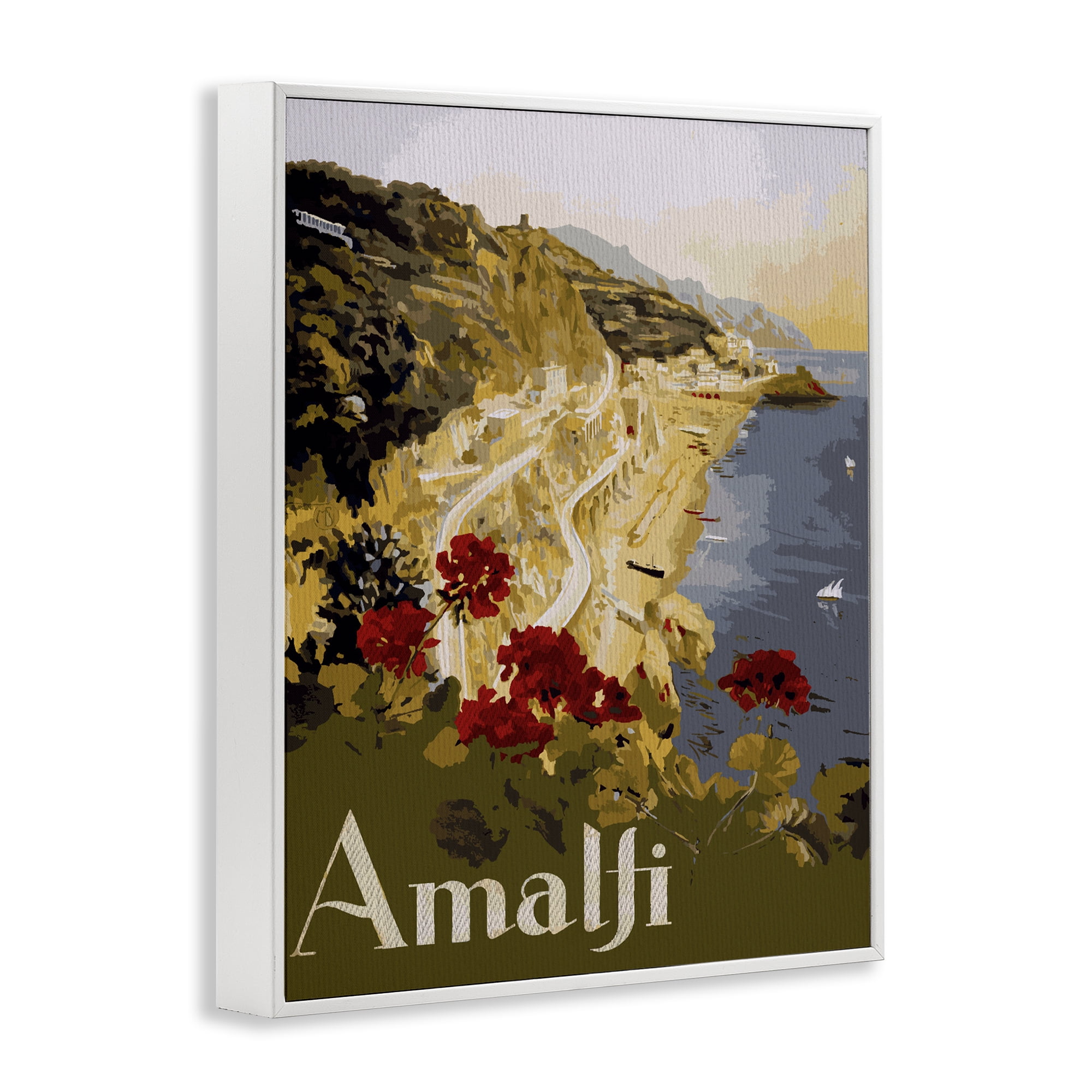 Stupell Industries Picturesque Amalfi Coast White Framed Giclee Art, design by Lil' Rue