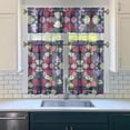 thumbnail image 3 of Pioneer Kitchen Curtains and Valance Set 36 Inch Tier Painting Floral Colorful 3 Pieces Set Dining Room Small Curtain Drapes Cafe Curtains Valance for Home Decor Rod Pocket, 3 of 6