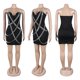thumbnail image 4 of Vestido PORRCEY con estampado en caliente, hombros descubiertos, cuello en V, color negro, XL, 4 of 6