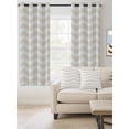thumbnail image 2 of Fsddascl Cream Striped Blackout Curtains for Bedroom/Living Room, Thermal Insulated Kitchen Curtains, Modern Abstract Water Ripple Solid Color Grommet Darkening Window Treatment Drapes 42"x84"x2, 2 of 8