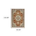 thumbnail image 3 of HomeRoots Rust Beige Teal Blue And Gold Oriental Power Loom Stain Resistant Area Rug, 3 of 10