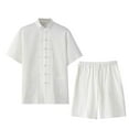 thumbnail image 1 of WILLBEST Conjunto de Lino para Hombre, 2 Piezas, Camisa, Pantalones Cortos de Manga Corta, Informal, 1 of 2