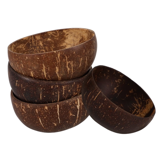 Minkissy 4Pcs Natural Coconut Shell Bowls For Snack Storage And Table Decoration