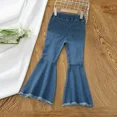 thumbnail image 2 of PatPat Girls Jeans Ripped Raw Hem Cotton Flare Pants Sizes 5-13, 2 of 6