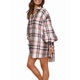thumbnail image 3 of Plaid Flannel Shirts for Women Oversized Long Sleeve Button Down Shirt Dresses Shacket Blouse Tops Pink L, 3 of 8