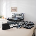 thumbnail image 6 of Manfei Teens Boys Motorcycle Motocross Bedding Comforter Set 7 Pieces,Extreme Sport Full Bedding Set Lightweight,Geometric Plaid Fitted Sheet Flat Sheet,Microfiber Bedroom Decor,Reversible, 6 of 8