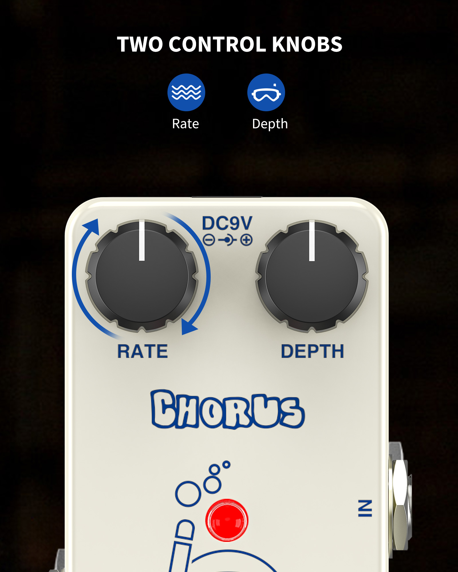 POGOLAB Chorus Pedal Chorus Guitar Pedal Mini Analog Chorus Pedal DC 9V True Bypass for Electric Guitar