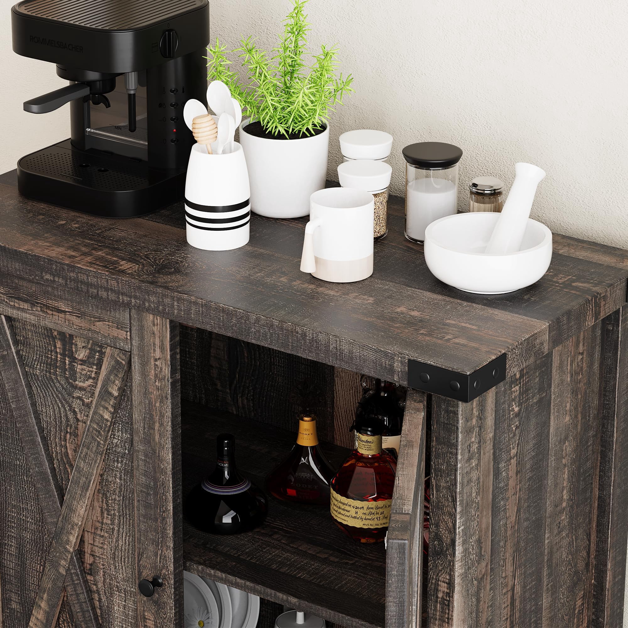 DSstyles Buffet Cabinet, Farmhouse Storage Cabinet, 15.7’D x 30"W x 31.5"H, Oak