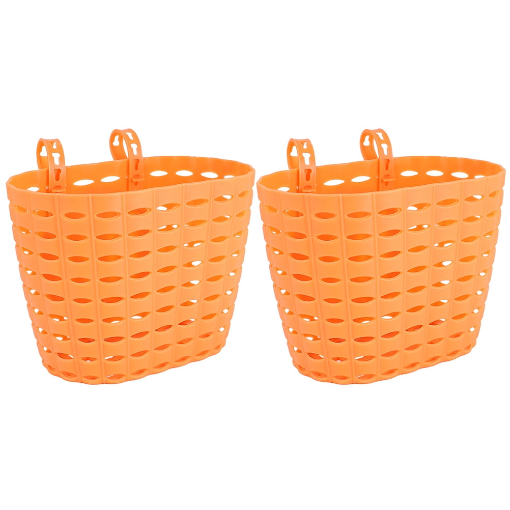 2pcs Children Bike Basket Detachable Plastic Bike Storage Basket for