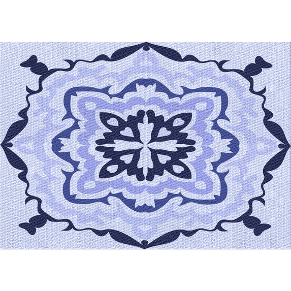 Ahgly Company Machine Washable Indoor Rectangle Transitional Heavenly Blue Area Rugs, 7' x 9'