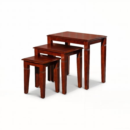 Solid & Manufactured Wood Nesting Table Set | 3-Piece | Cherry
